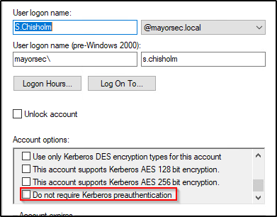 Pre-Authentication Enabled - No Check Mark