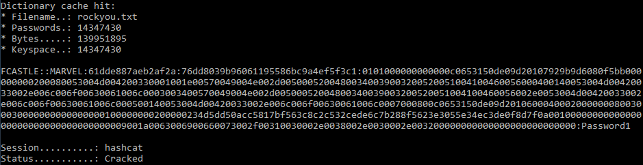 Using Hashcat to crack the victim's password