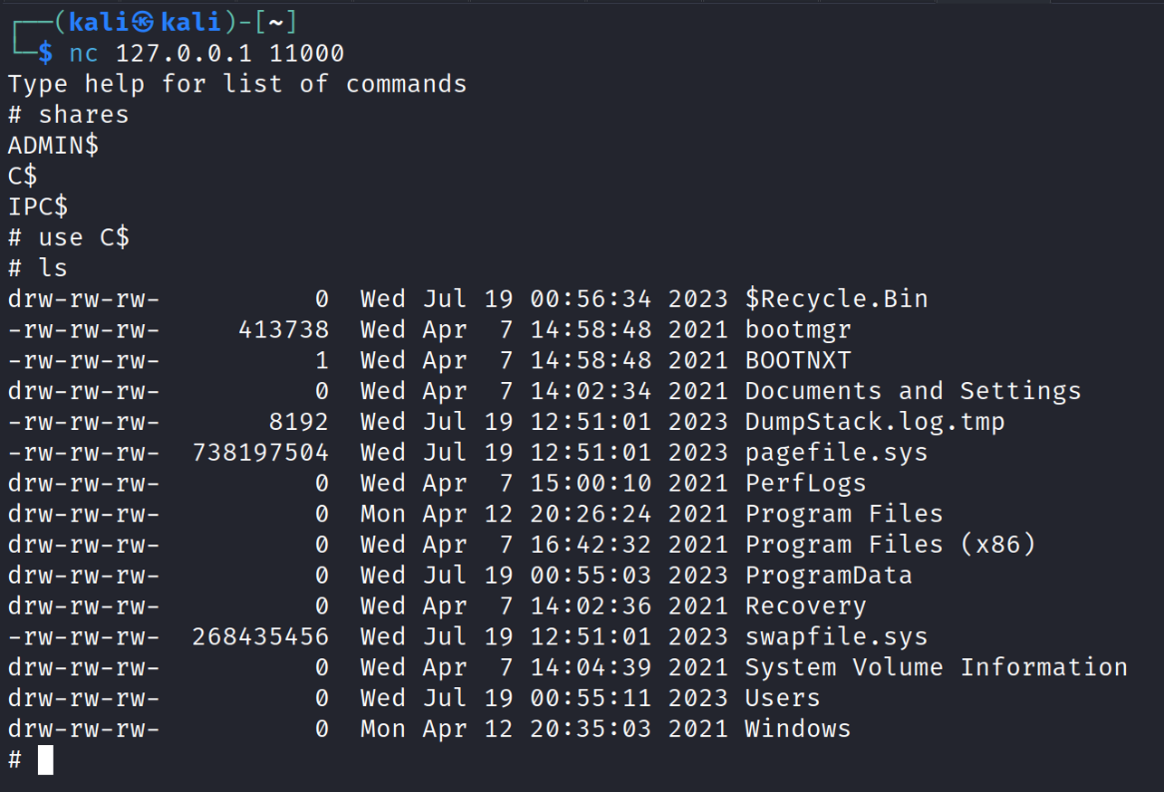 shell on the machine