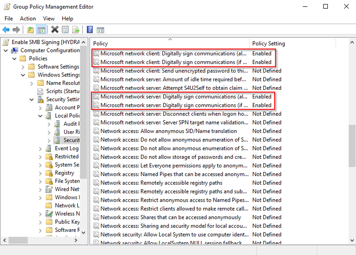 smb-9 updating smb policy in group policy management editor in active directory