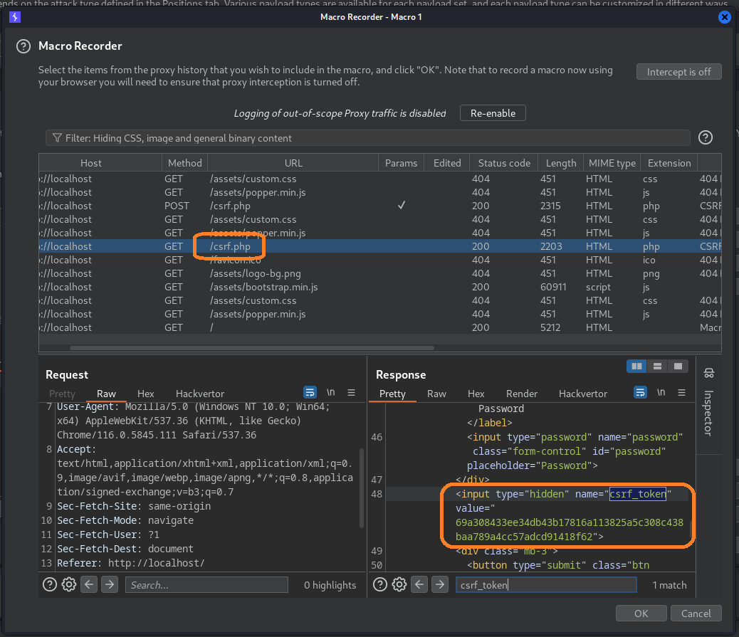 Burp macro adding the request