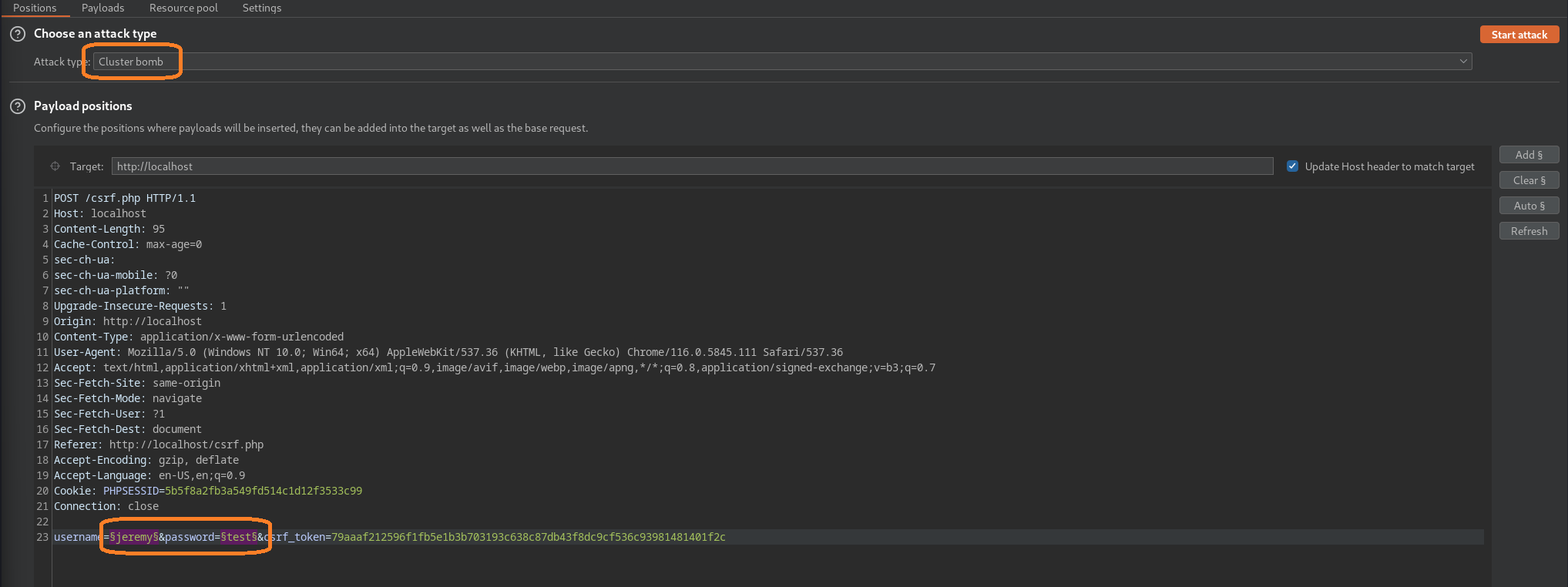 BURP Suite Intuder setup