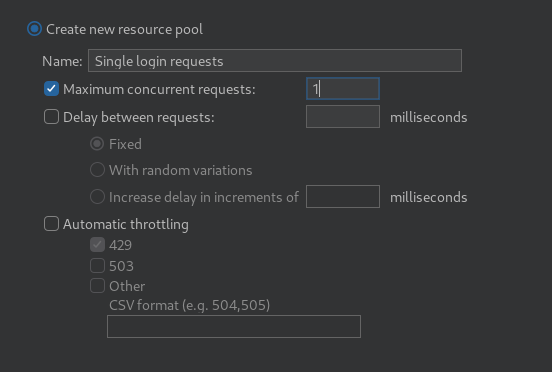 BURP Suite Intruder Resource Pool Settings
