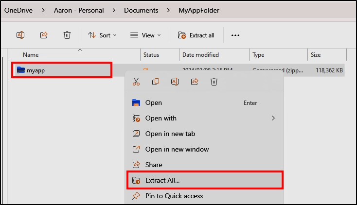 The IPA is converted to a zip file and extracted