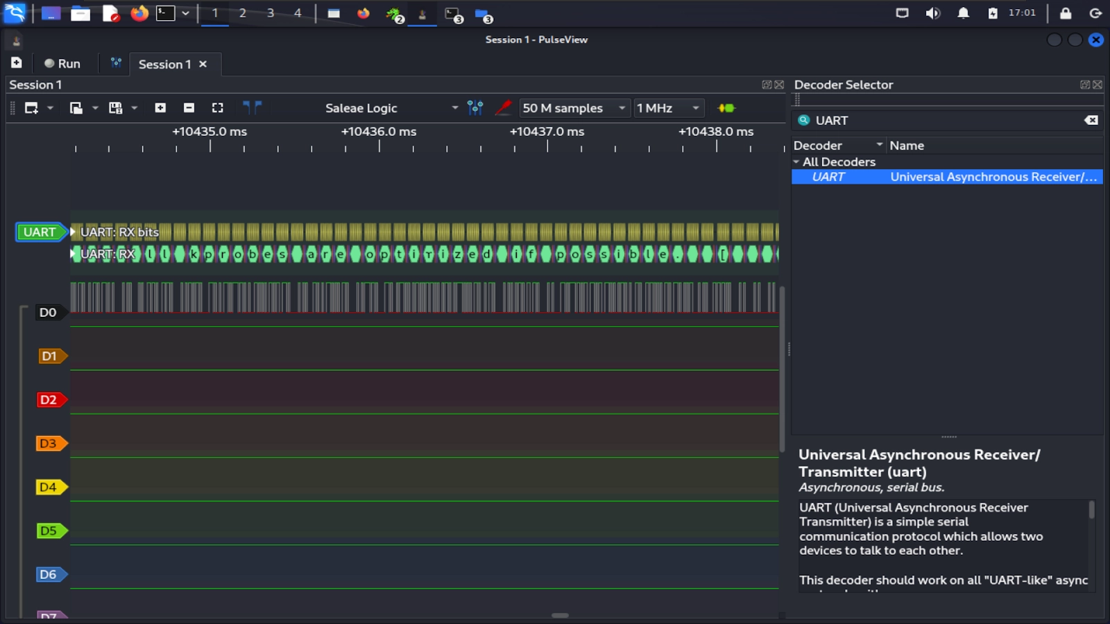ascii decoding of uart transmission