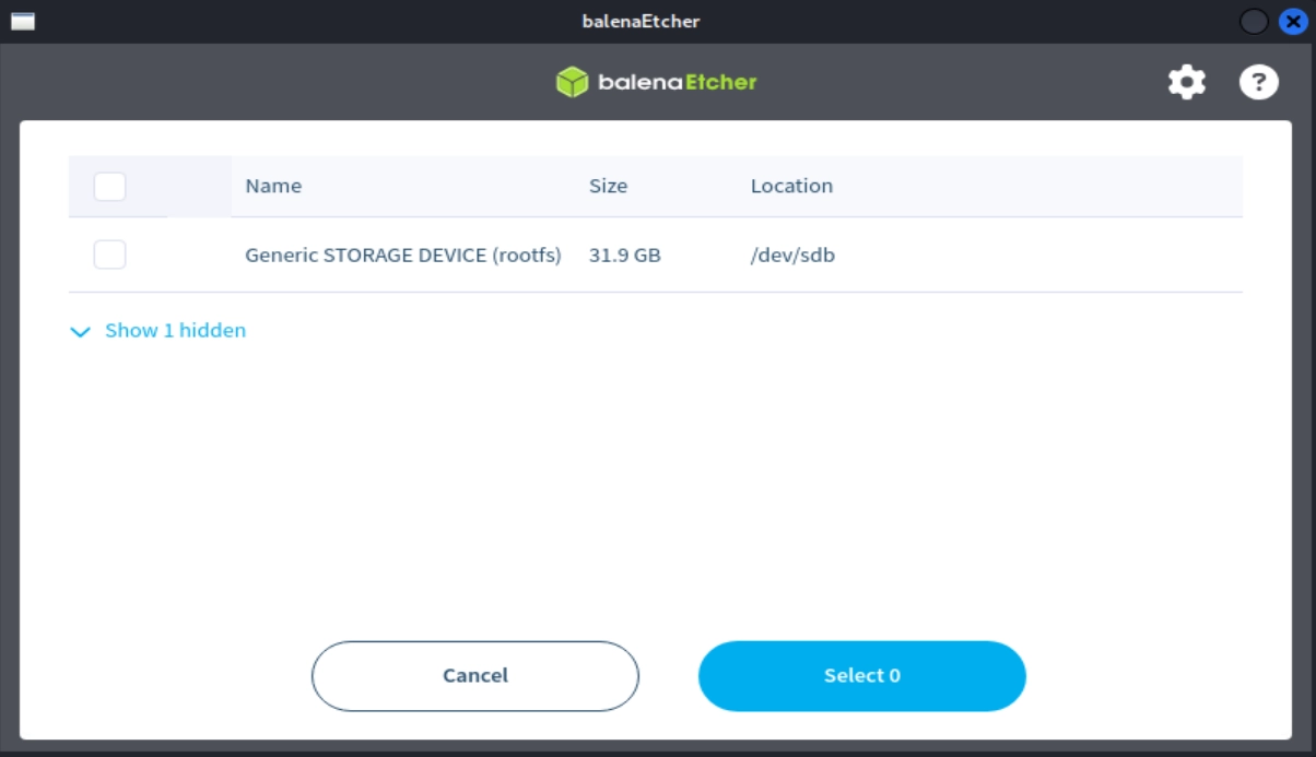 download firmware to SD card in etcher