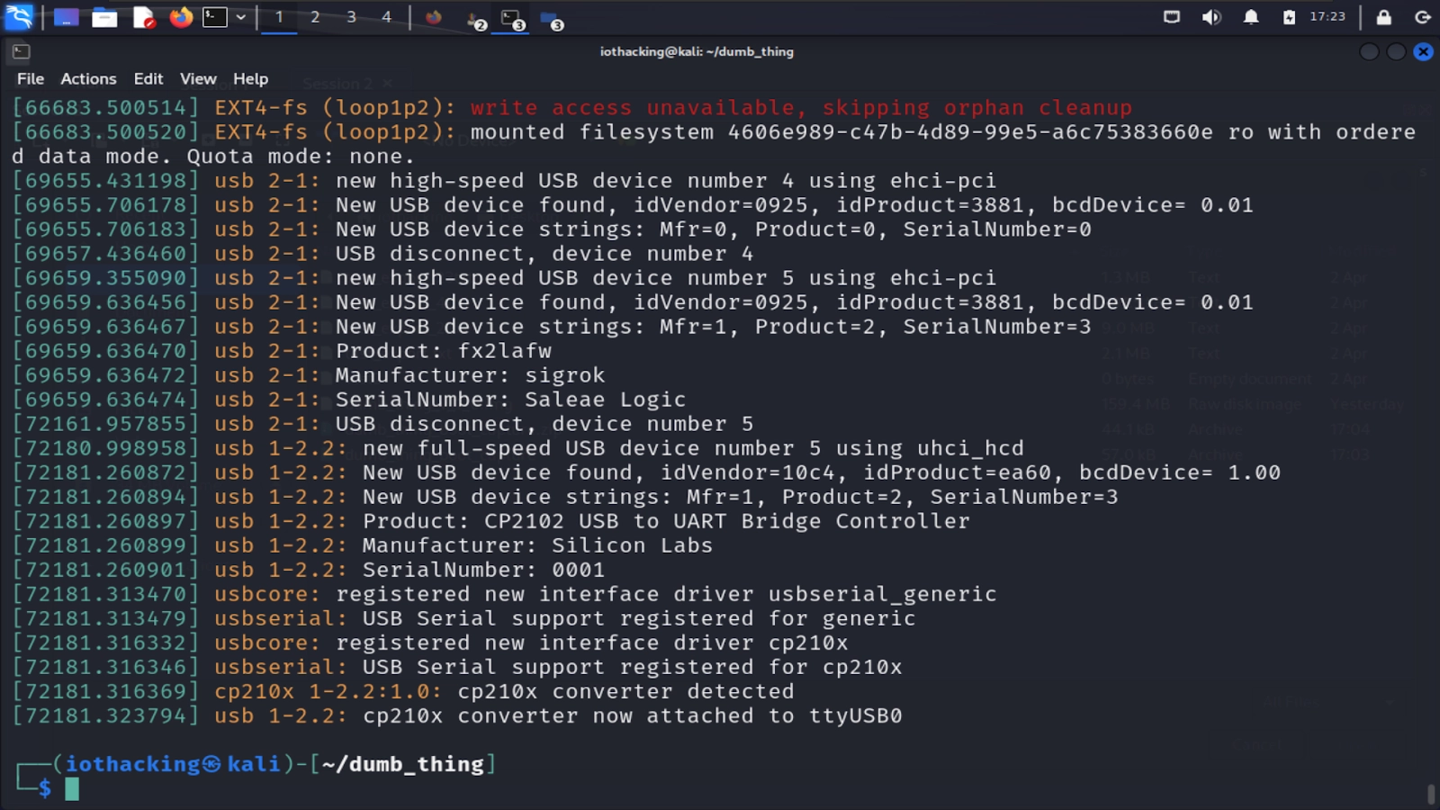 view of command run in the terminal