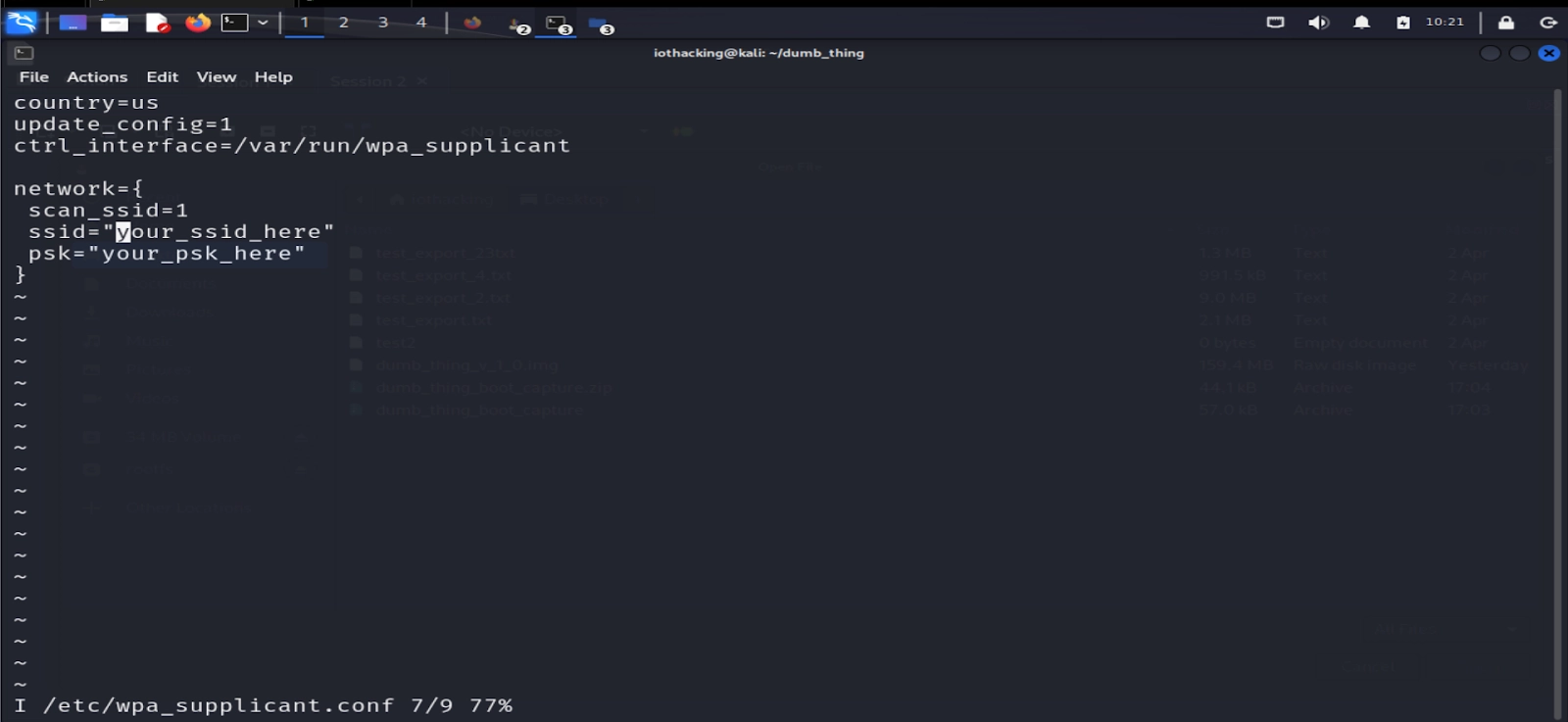 wif configuration in screen