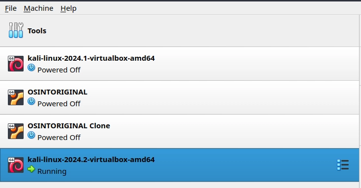 kali linux downloaded and running in virtual box