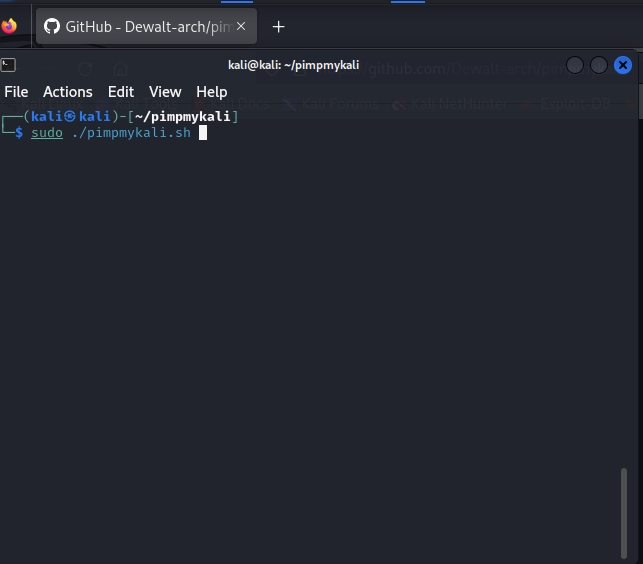 running the ./pimpmykali.sh command