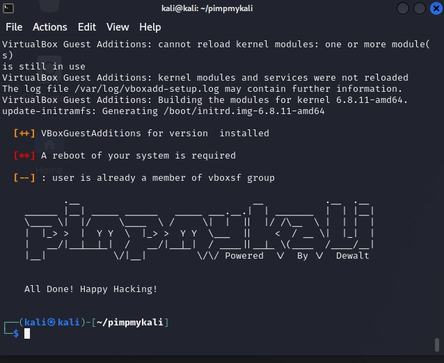 pimpmykali installation successful