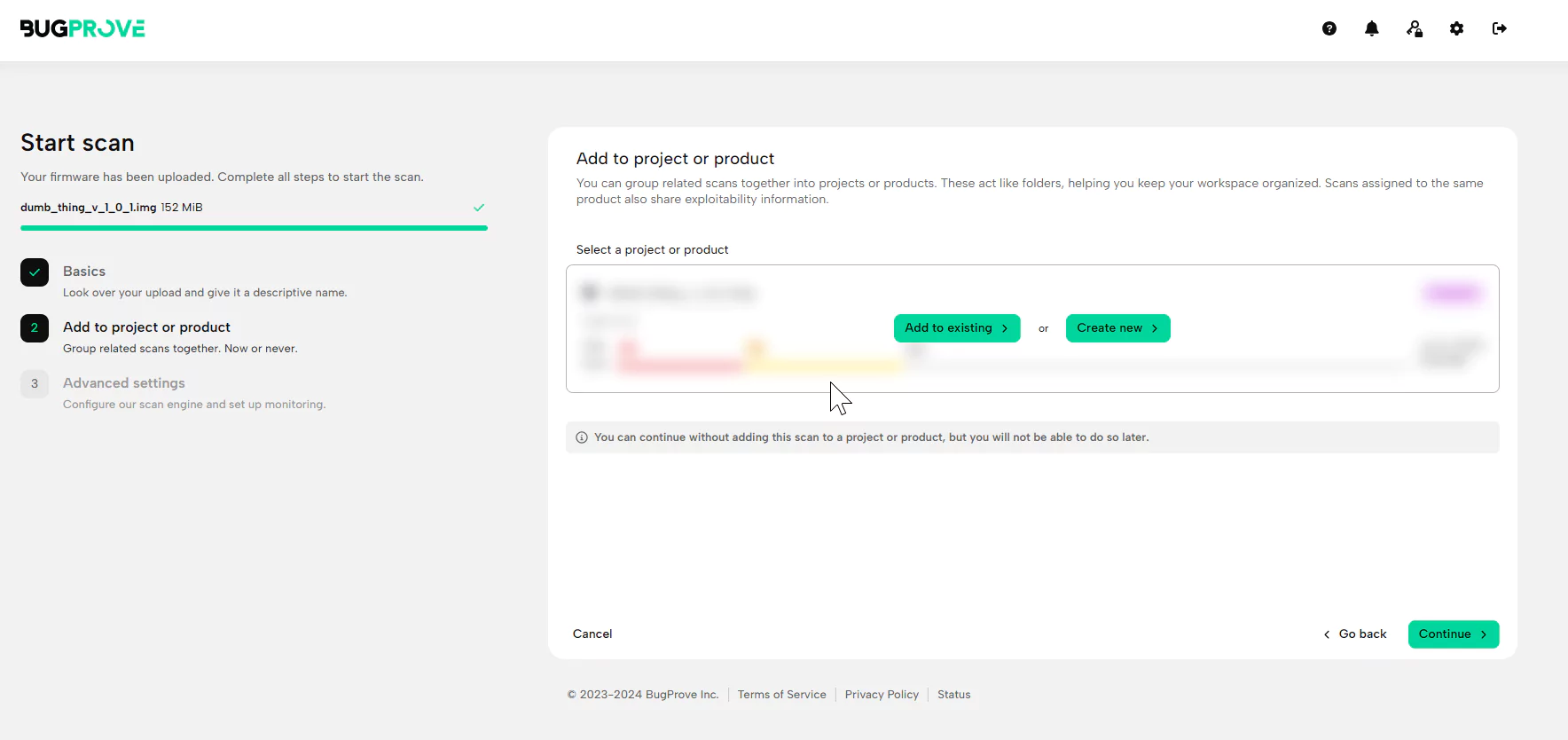 set up new project in bugprove
