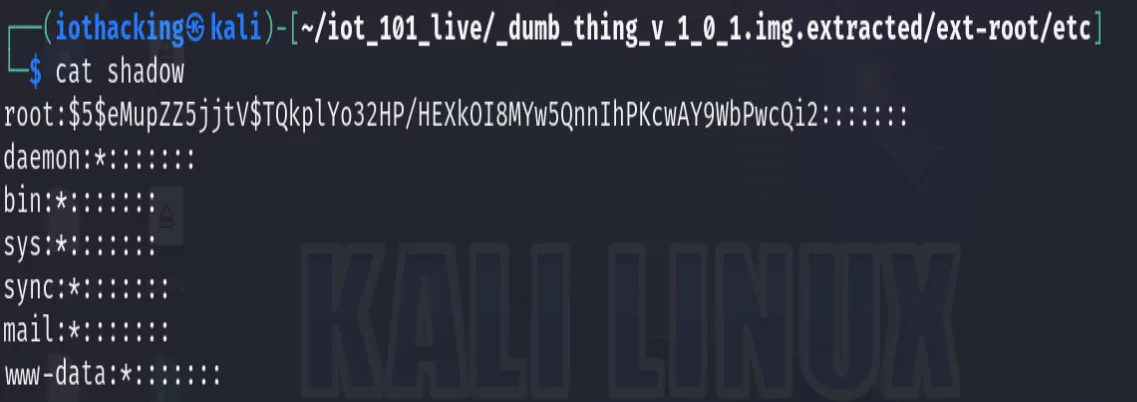 output showing the hashed passwords