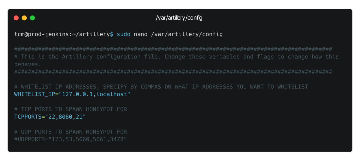 Setting the honeypot ports