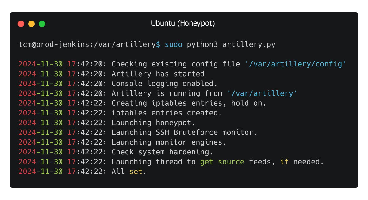 Starting up Artillery