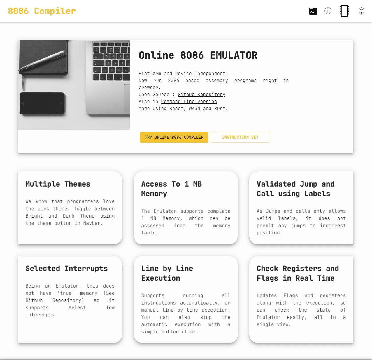 online 8086 emulator for assembly