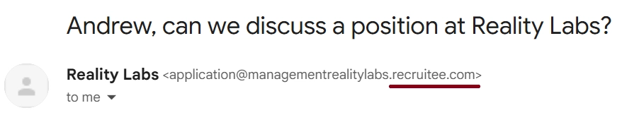Subject line and address of phishing attempt