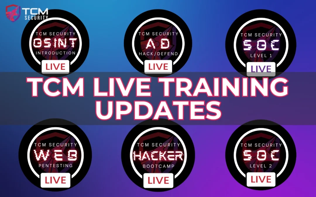 TCM Security Announces Updates to Live Training Offerings