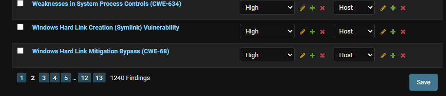 CWE findings imported